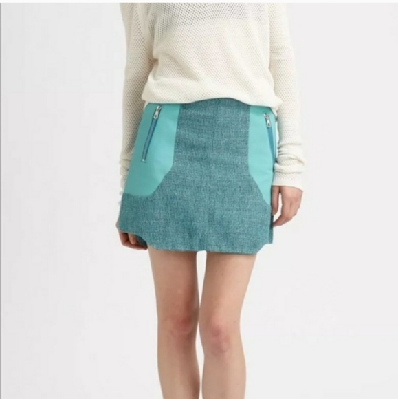 Rag & Bone Linen Tweed & Leather Mini Skirt Size 4 - Picture 15 of 15